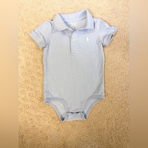 Ralph Lauren Baby Polo Bodysuit Light Blue Short Sleeve Onesie 9M Classic Pony